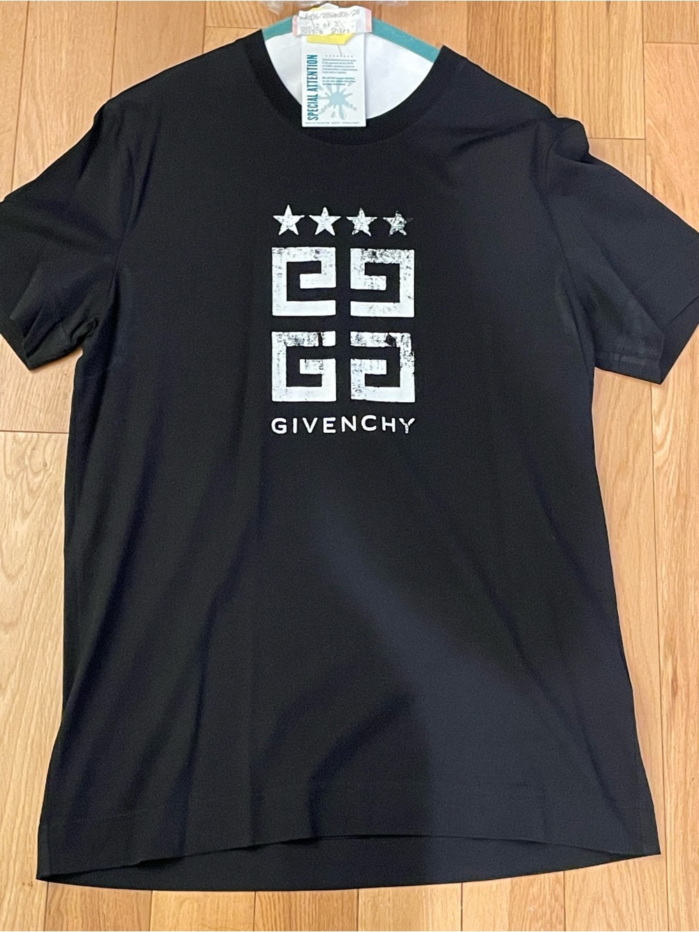 Givenchy Black Short-Sleeve Logo Tee with White Emblem
